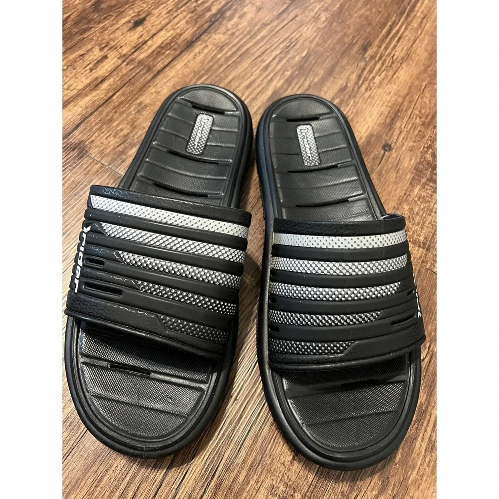 Rider‎ Men's Slide Sandals Size 13/47 All Rubber  Black/White Summer Beach